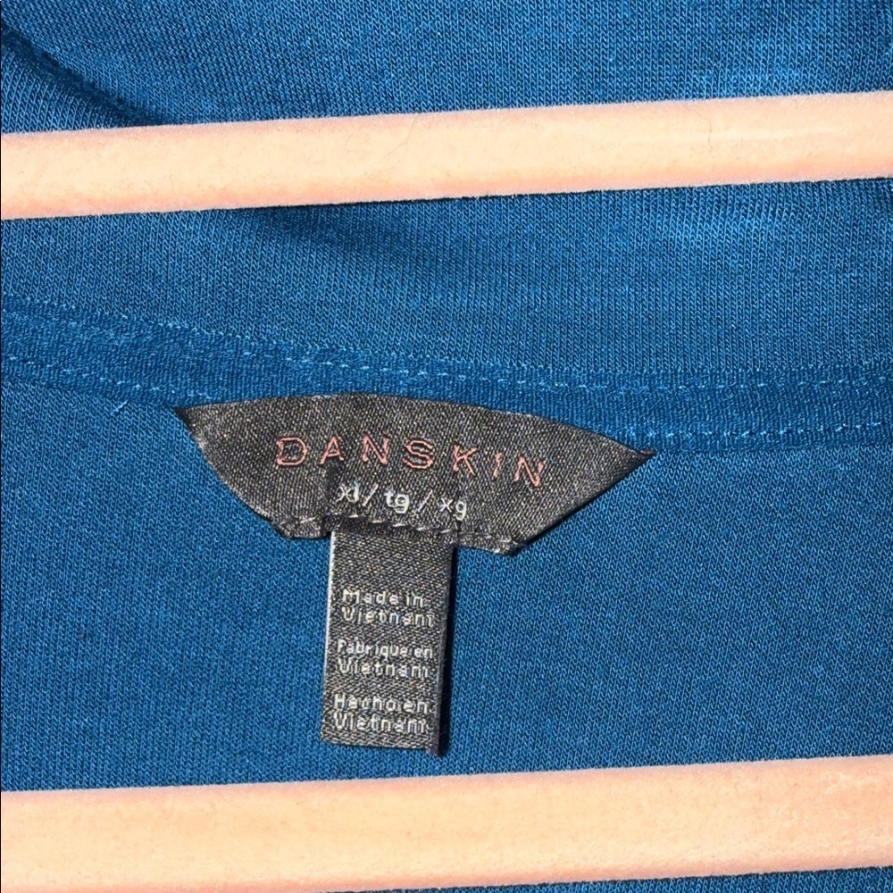 Danskin Teal Quarter-Zip Cowl Neck Pullover - Picture 3 of 5